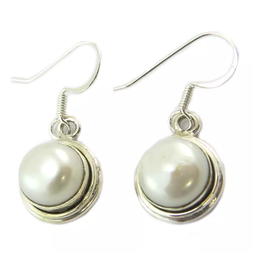 les trésors de lily Boucles Argent 'Perla' ivoire argenté 13 mm [P3782]