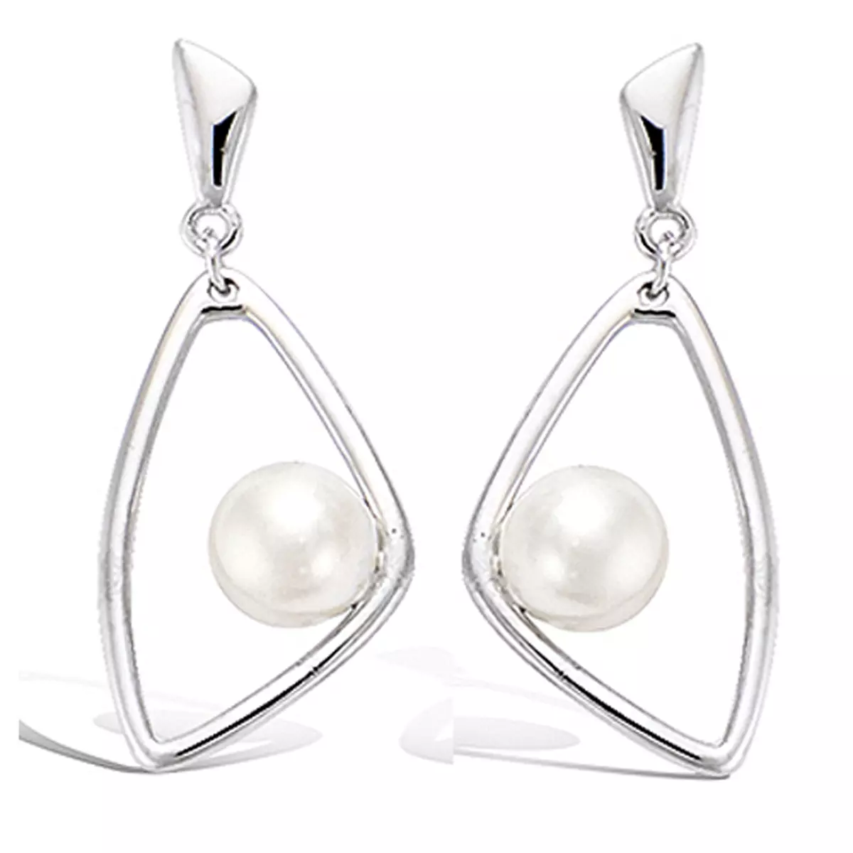 les trésors de lily Boucles Argent 'Perla' ivoire argenté (rhodié) 27x10 mm [P7019]