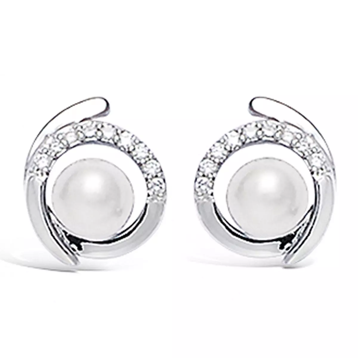 les trésors de lily Boucles Argent 'Sissi' blanc argenté (rhodié) 13x10 mm [K9530]