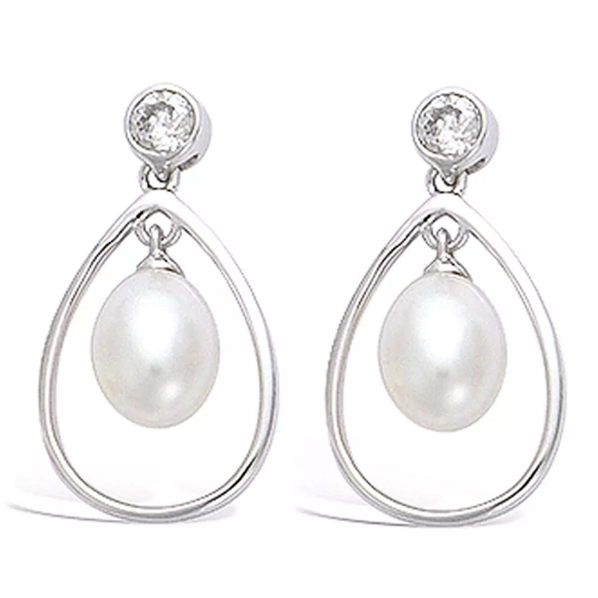 les trésors de lily Boucles Argent 'Sissi' blanc argenté (rhodié) 20x11 mm [J8619]