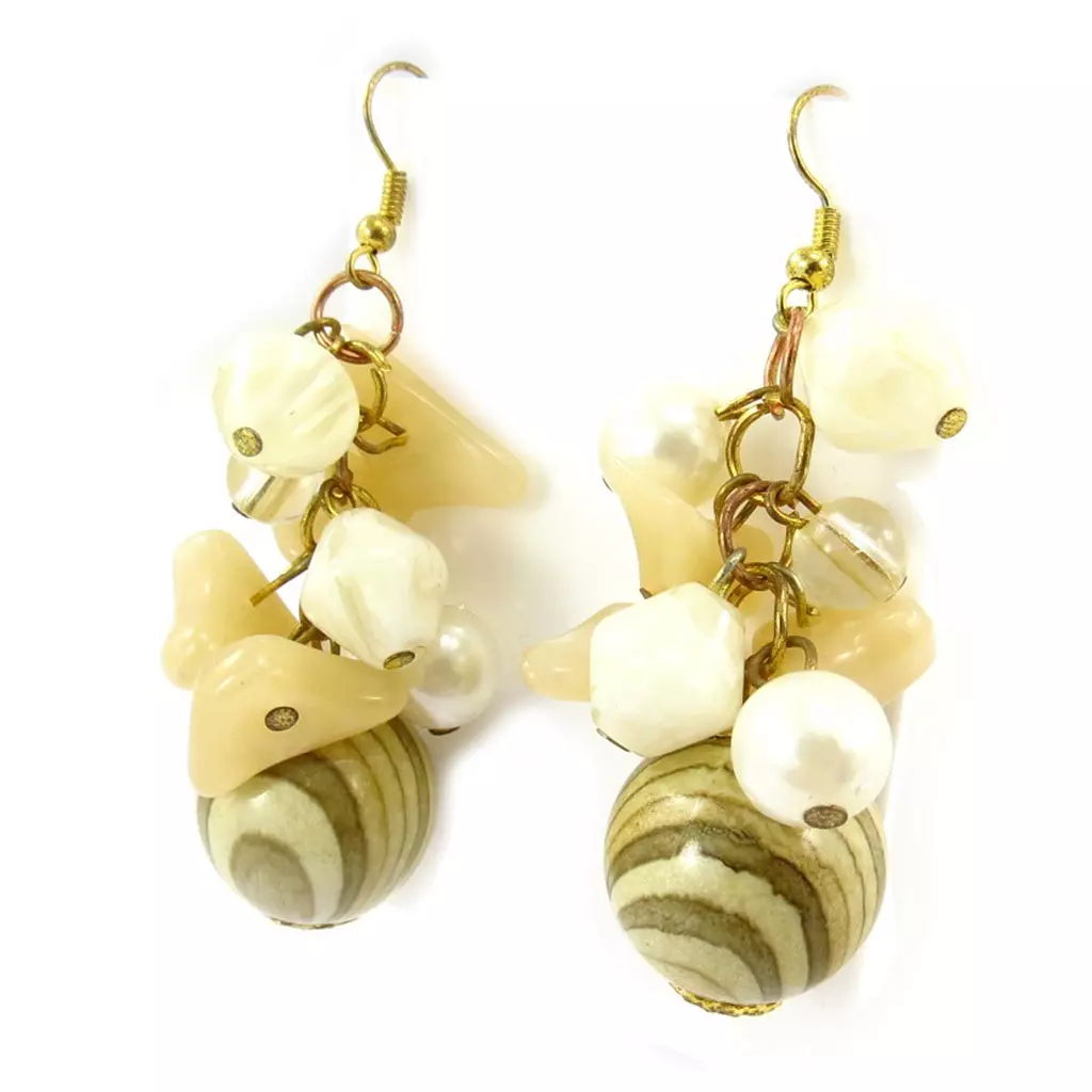 les trésors de lily Boucles 'Arôme Printanier' Beige [D7747]
