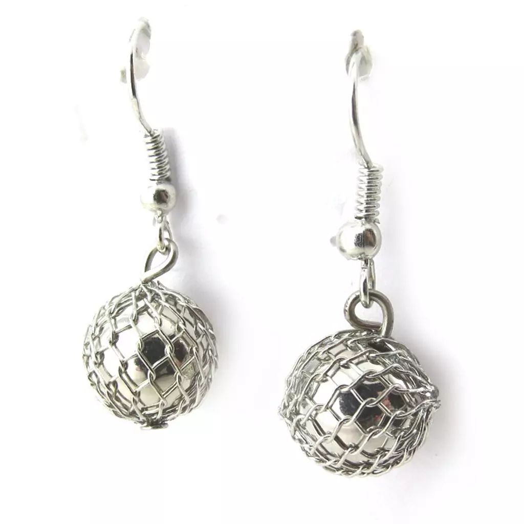 les trésors de lily Boucles 'Billes' argenté (10 mm) [N0241]