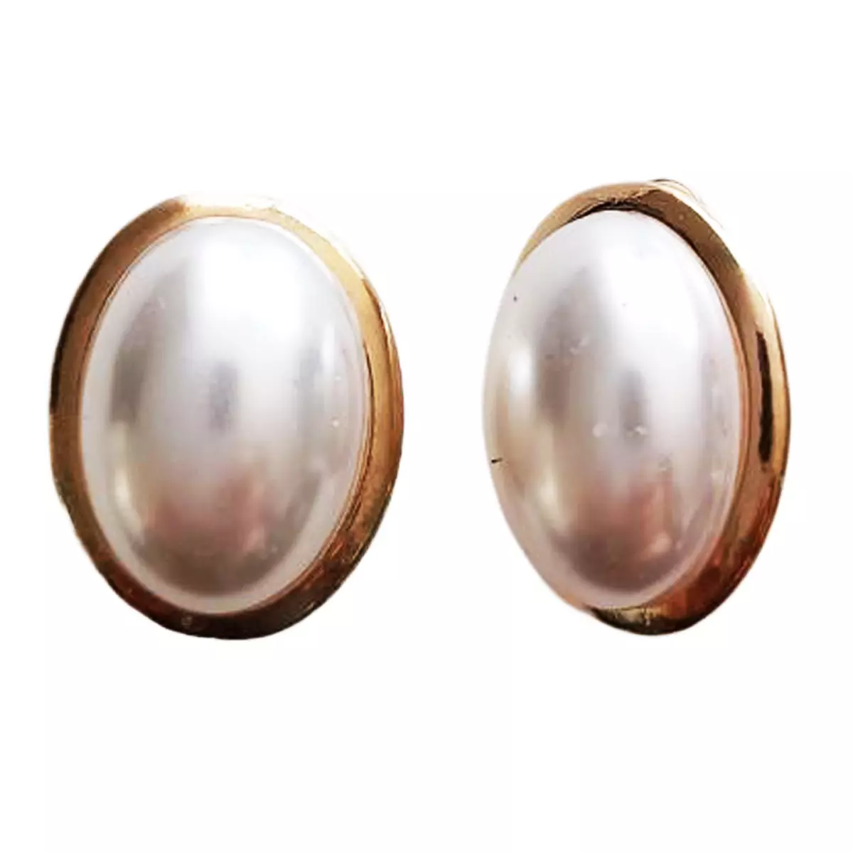 les trésors de lily Boucles clips Créateur 'Sissi' blanc doré 20x15 mm [R8166]