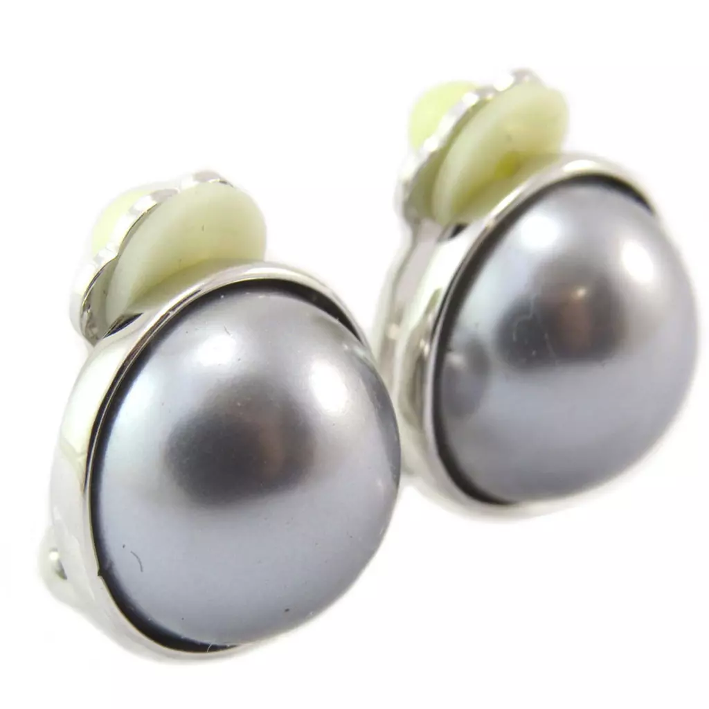 Les Trésors De Lily Boucles Clips Créateur 'Sissi' Gris Argenté (perles De Marjorque) 15 Mm [P6000]