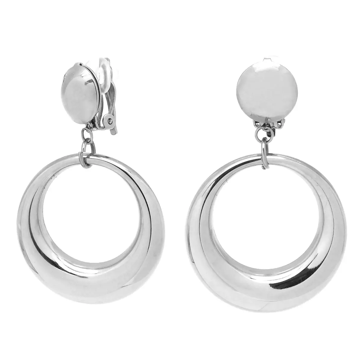 les trésors de lily Boucles créateur acier 'Cléopatra' argenté 50x35 mm [Q5089]