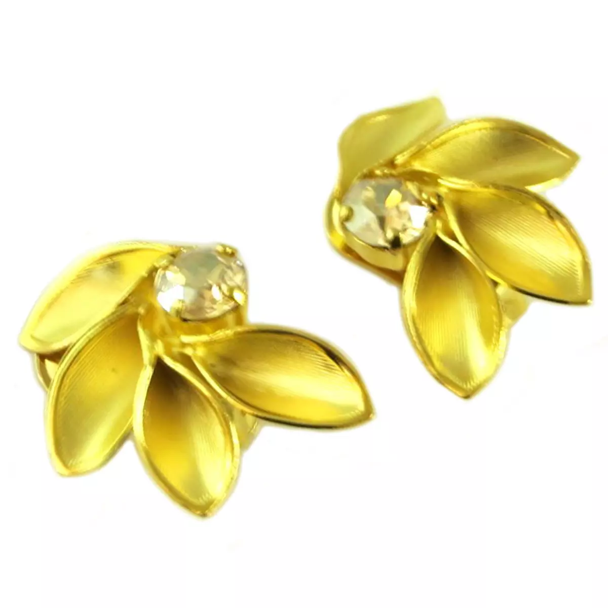 les trésors de lily Boucles d'oreilles clips artisanales 'Athena' champagne doré 35x24 mm [Q7874]