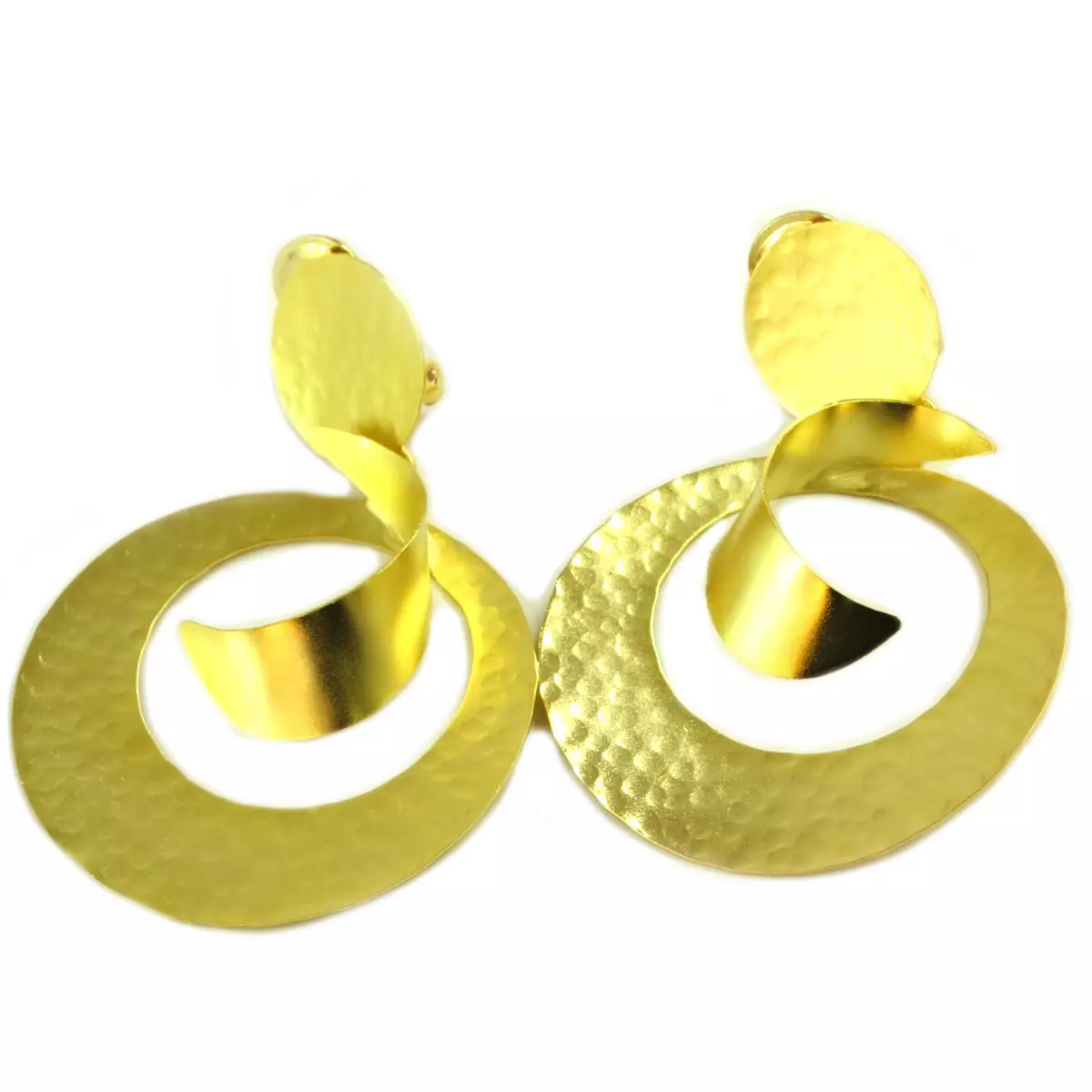 les trésors de lily Boucles d'oreilles clips artisanales 'Athena' doré 75x50 mm [Q7869]