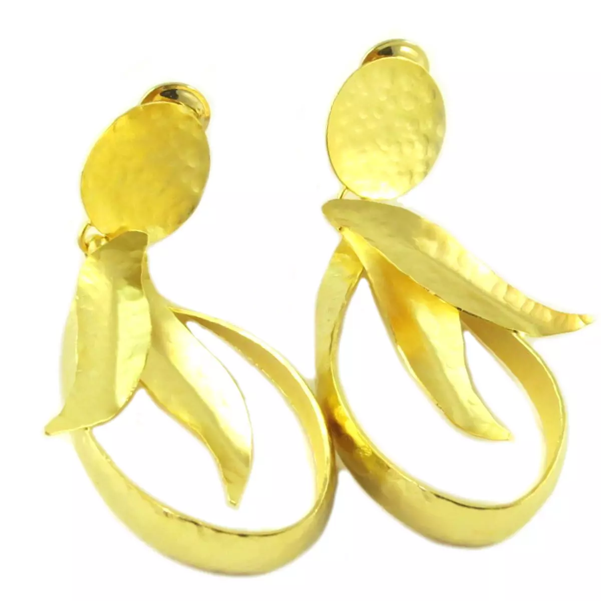 les trésors de lily Boucles d'oreilles clips artisanales 'Athena' doré 78x35 mm [Q7870]
