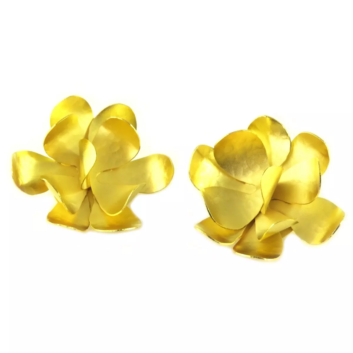 les trésors de lily Boucles d'oreilles clips artisanales 'Athena' doré (fleurs) 40 mm [Q7871]