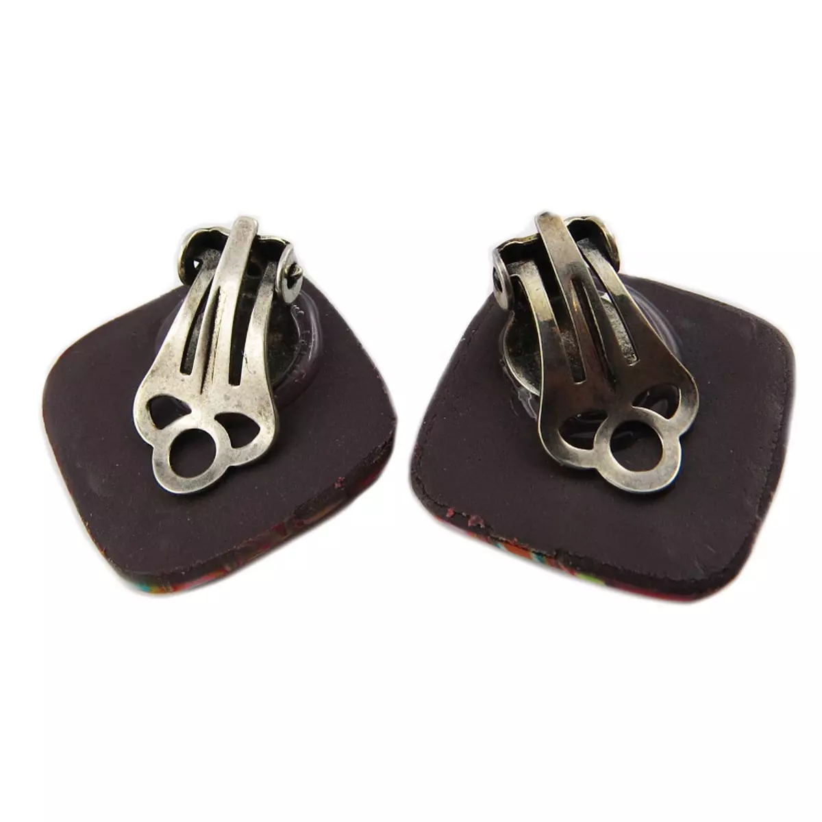 Les Trésors De Lily Boucles D'oreilles Clips Artisanales 'Colombine & Arlequin' Multicolore 17 Cm [R1296]