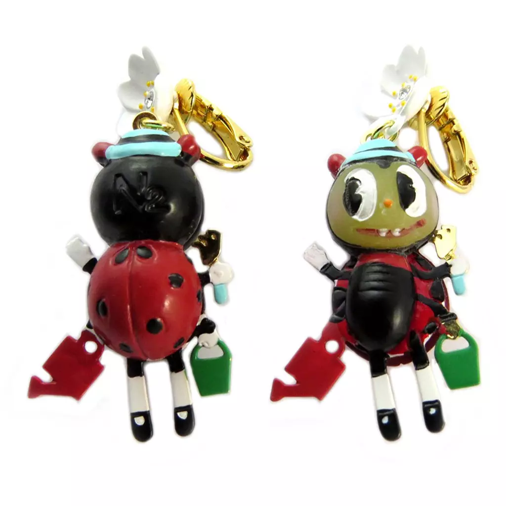 Les Trésors De Lily Boucles D'oreilles Clips Artisanales 'Monde Merveilleux' (Potager Du Bonheur) Rouge Doré 50x25 Mm [P2044]