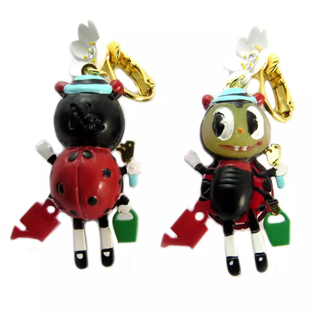 Les Trésors De Lily Boucles D'oreilles Clips Artisanales 'Monde Merveilleux' (Potager Du Bonheur) Rouge Doré 50x25 Mm [P2044]