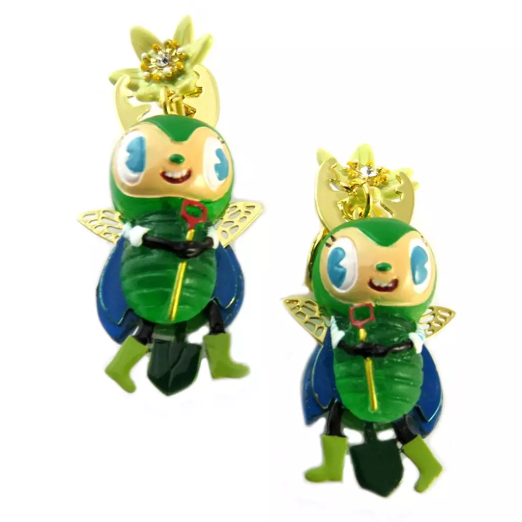 Les Trésors De Lily Boucles D'oreilles Clips Artisanales 'Monde Merveilleux' (Potager Du Bonheur) Vert Doré 45x20 Mm [P2041]