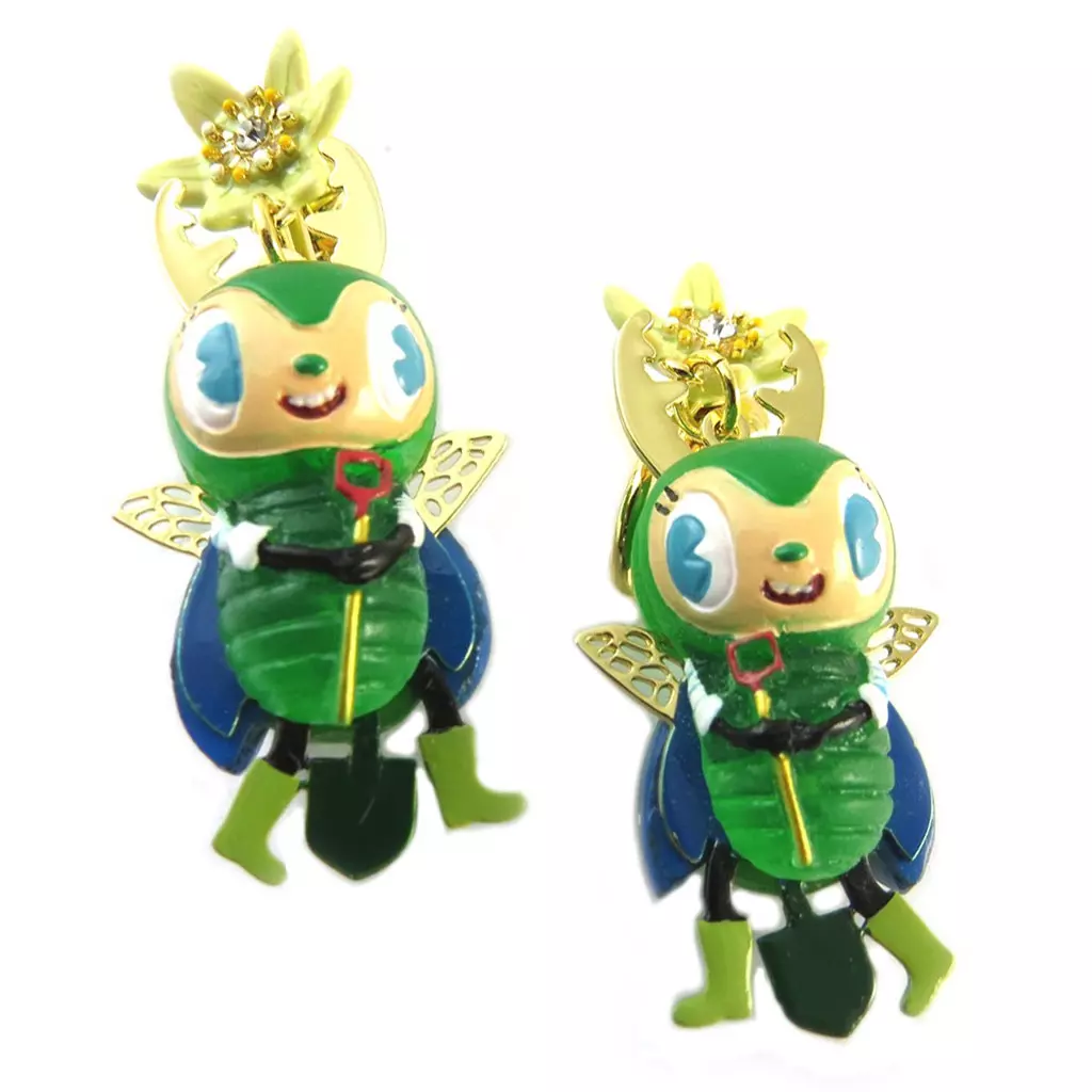 Les Trésors De Lily Boucles D'oreilles Clips Artisanales 'Monde Merveilleux' (Potager Du Bonheur) Vert Doré 45x20 Mm [P2041]