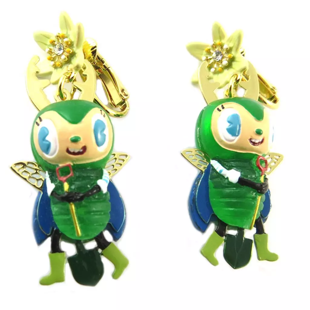 les trésors de lily Boucles d'oreilles clips artisanales 'Monde Merveilleux' (Potager du Bonheur) vert doré 45x20 mm [P2041]