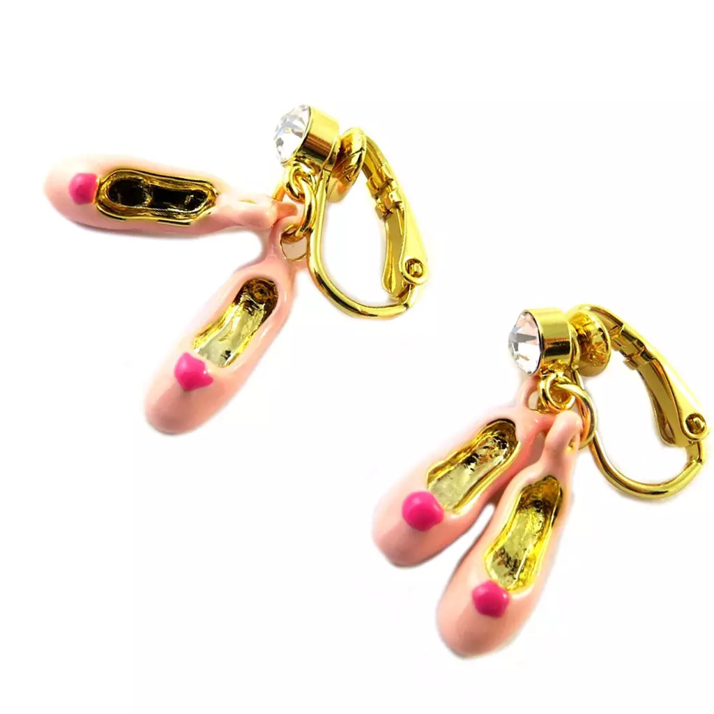 Les Trésors De Lily Boucles D'oreilles Clips Artisanales 'Monde Merveilleux' (Rats D'Opera) Rose Doré [P2036]