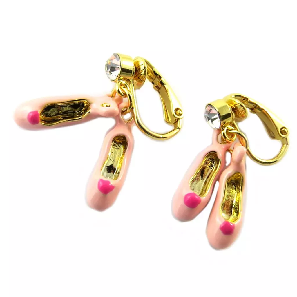 Les Trésors De Lily Boucles D'oreilles Clips Artisanales 'Monde Merveilleux' (Rats D'Opera) Rose Doré [P2036]