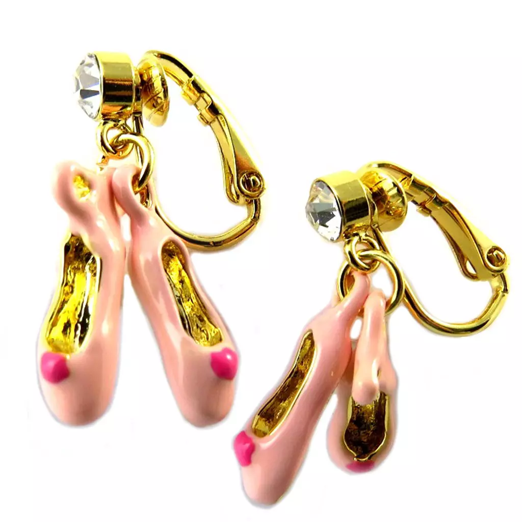 les trésors de lily Boucles d'oreilles clips artisanales 'Monde Merveilleux' (Rats d'Opera) rose doré [P2036]