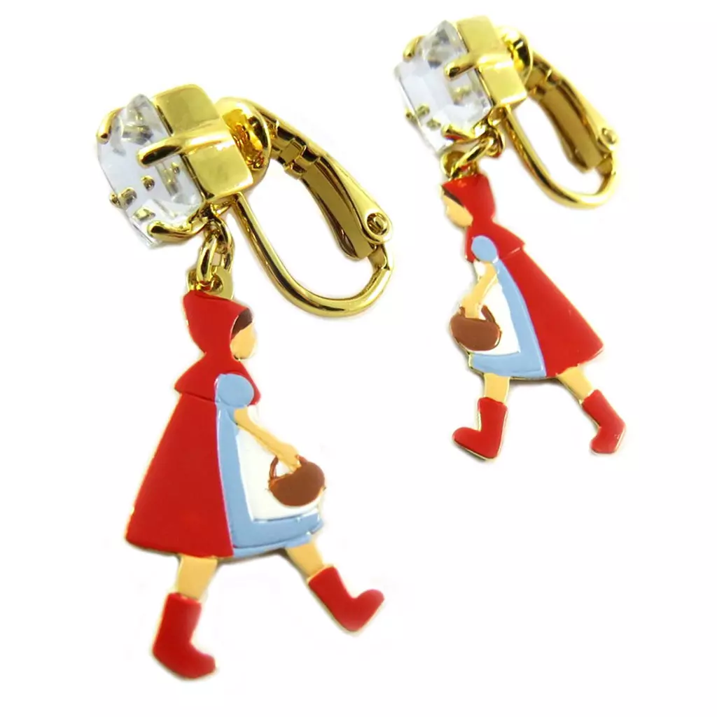 Les Trésors De Lily Boucles D'oreilles Clips Artisanales 'Monde Merveilleux' (Chaperon Rouge) Multicolore Doré 35x15 Mm [P2020]