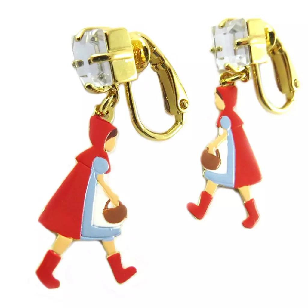 Les Trésors De Lily Boucles D'oreilles Clips Artisanales 'Monde Merveilleux' (Chaperon Rouge) Multicolore Doré 35x15 Mm [P2020]