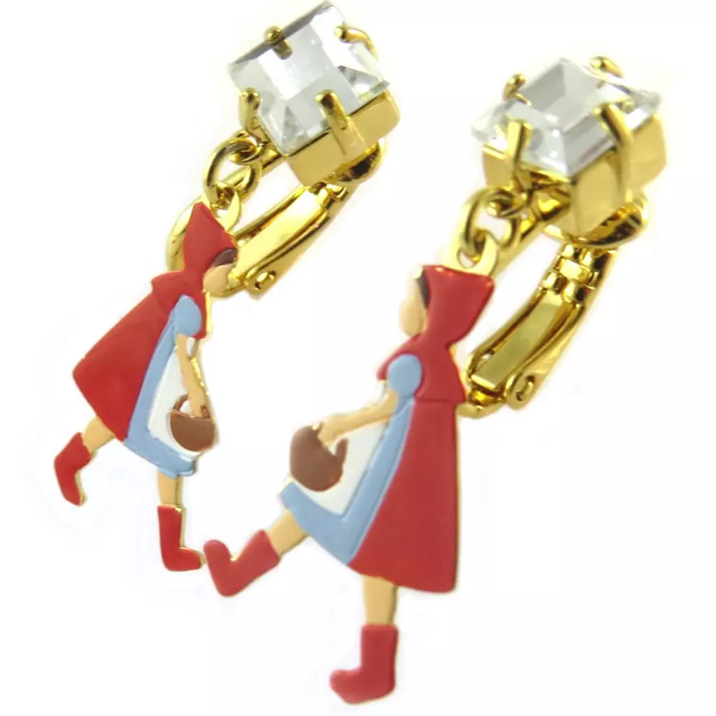 Les Trésors De Lily Boucles D'oreilles Clips Artisanales 'Monde Merveilleux' (Chaperon Rouge) Multicolore Doré 35x15 Mm [P2020]
