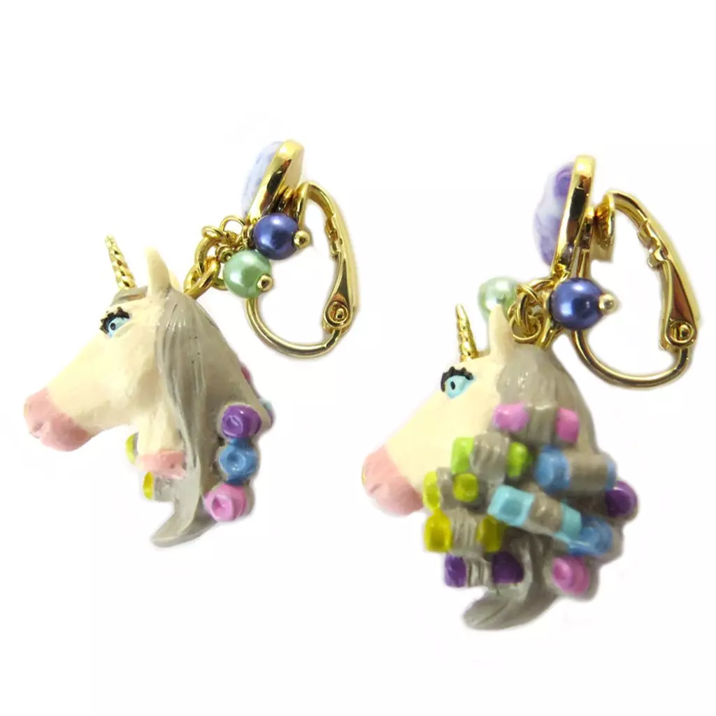 Les Trésors De Lily Boucles D'oreilles Clips Artisanales 'Monde Merveilleux' (Licorne) Multicolore Pastel 35x20 Mm [P1992]