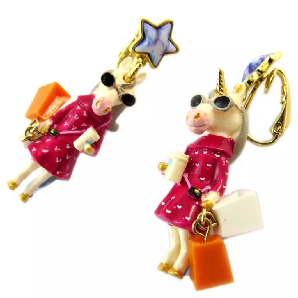Les Trésors De Lily Boucles D'oreilles Clips Artisanales 'Monde Merveilleux' (Licorne) Multicolore 50x20 Mm [P1991]