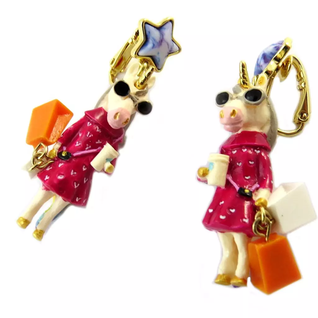 Les Trésors De Lily Boucles D'oreilles Clips Artisanales 'Monde Merveilleux' (Licorne) Multicolore 50x20 Mm [P1991]