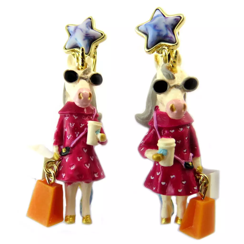Les Trésors De Lily Boucles D'oreilles Clips Artisanales 'Monde Merveilleux' (Licorne) Multicolore 50x20 Mm [P1991]