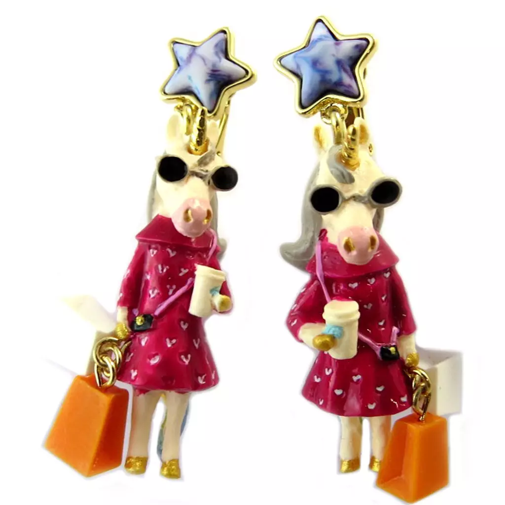 les trésors de lily Boucles d'oreilles clips artisanales 'Monde Merveilleux' (Licorne) multicolore 50x20 mm [P1991]