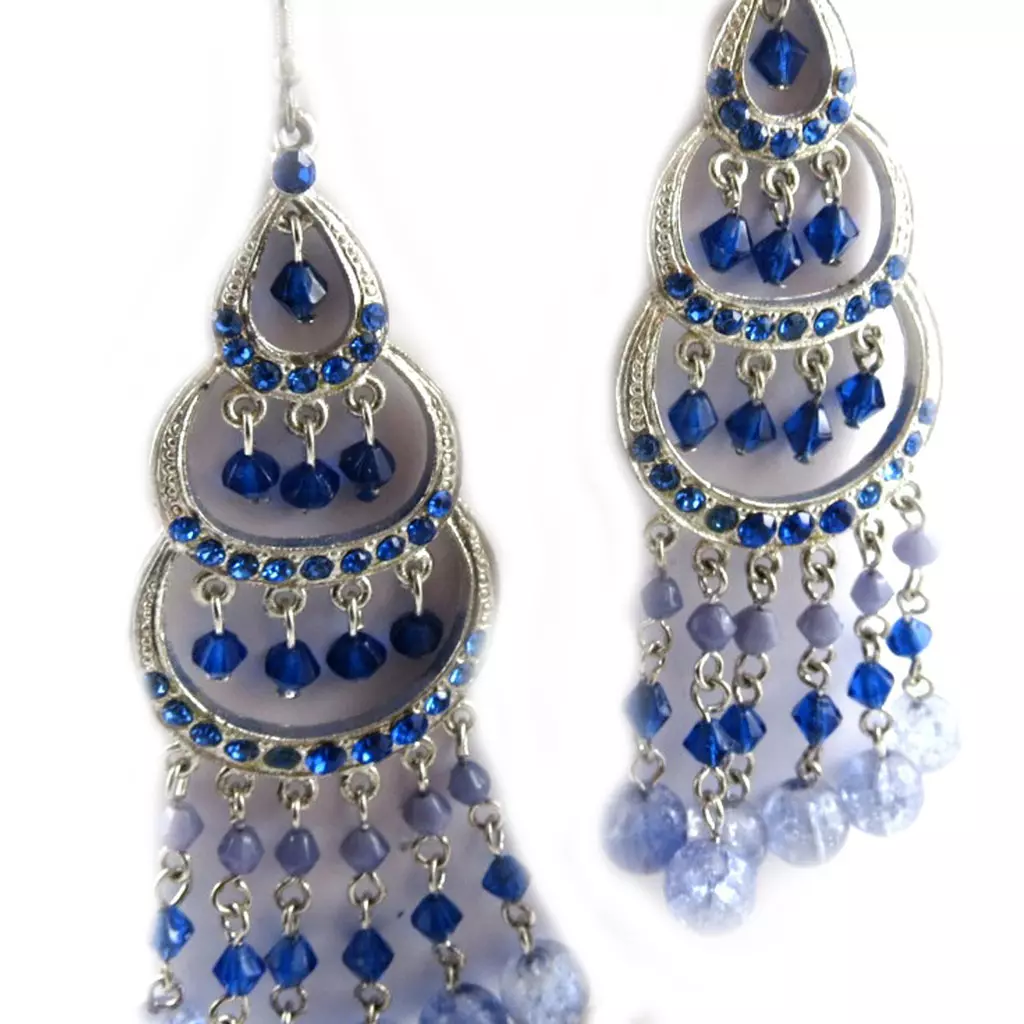 les trésors de lily Boucles 'Danse Indienne' Bleu [B8340]
