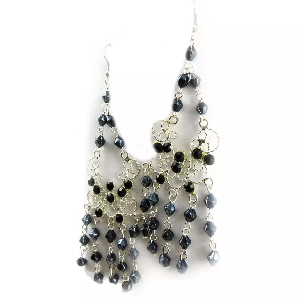 Les Trésors De Lily Boucles 'Danse Indienne' Noir Gris [B8331]