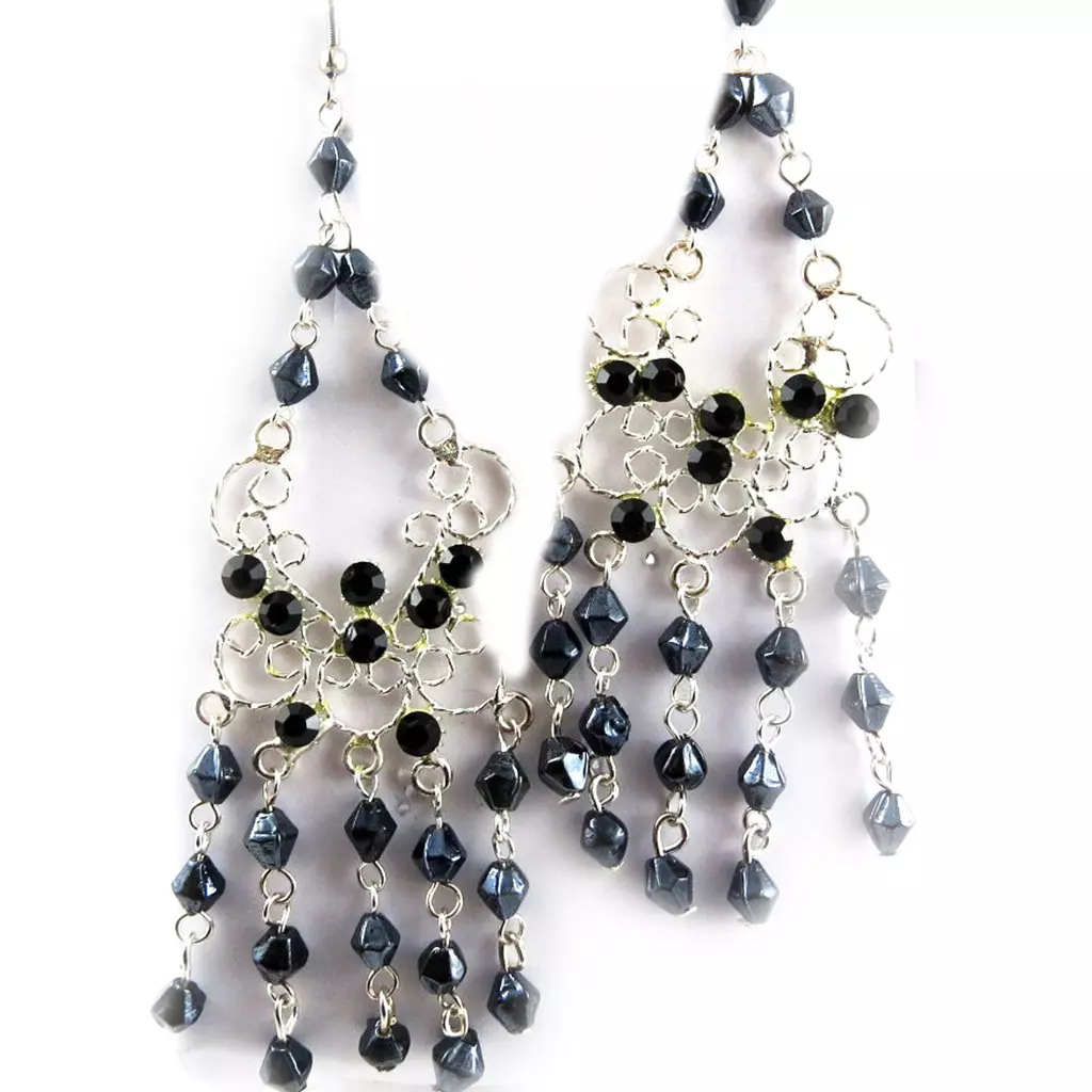 les trésors de lily Boucles 'Danse Indienne' Noir gris [B8331]