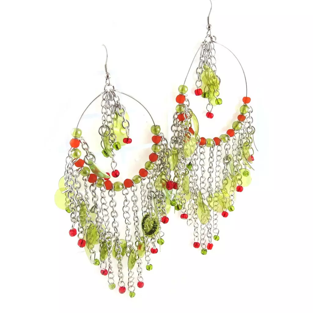 Les Trésors De Lily Boucles 'Danse Indienne' Vert Orange [B8357]