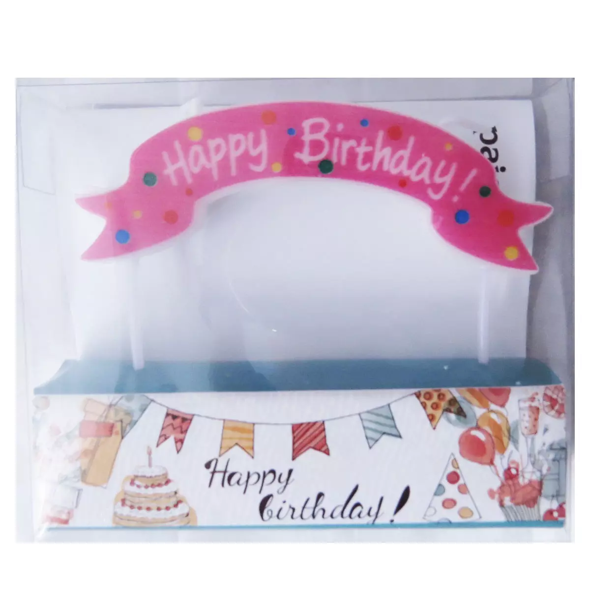 les trésors de lily Bougie 'Happy Birthday' rose (anniversaire) 9x3 cm [A2699]
