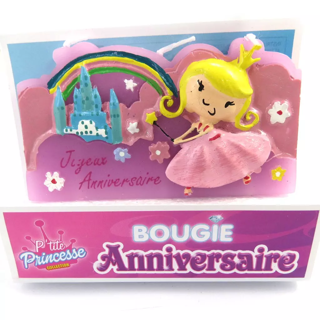les trésors de lily Bougie 'Joyeux Anniversaire' totem princesse (85x8 cm) [M5216]