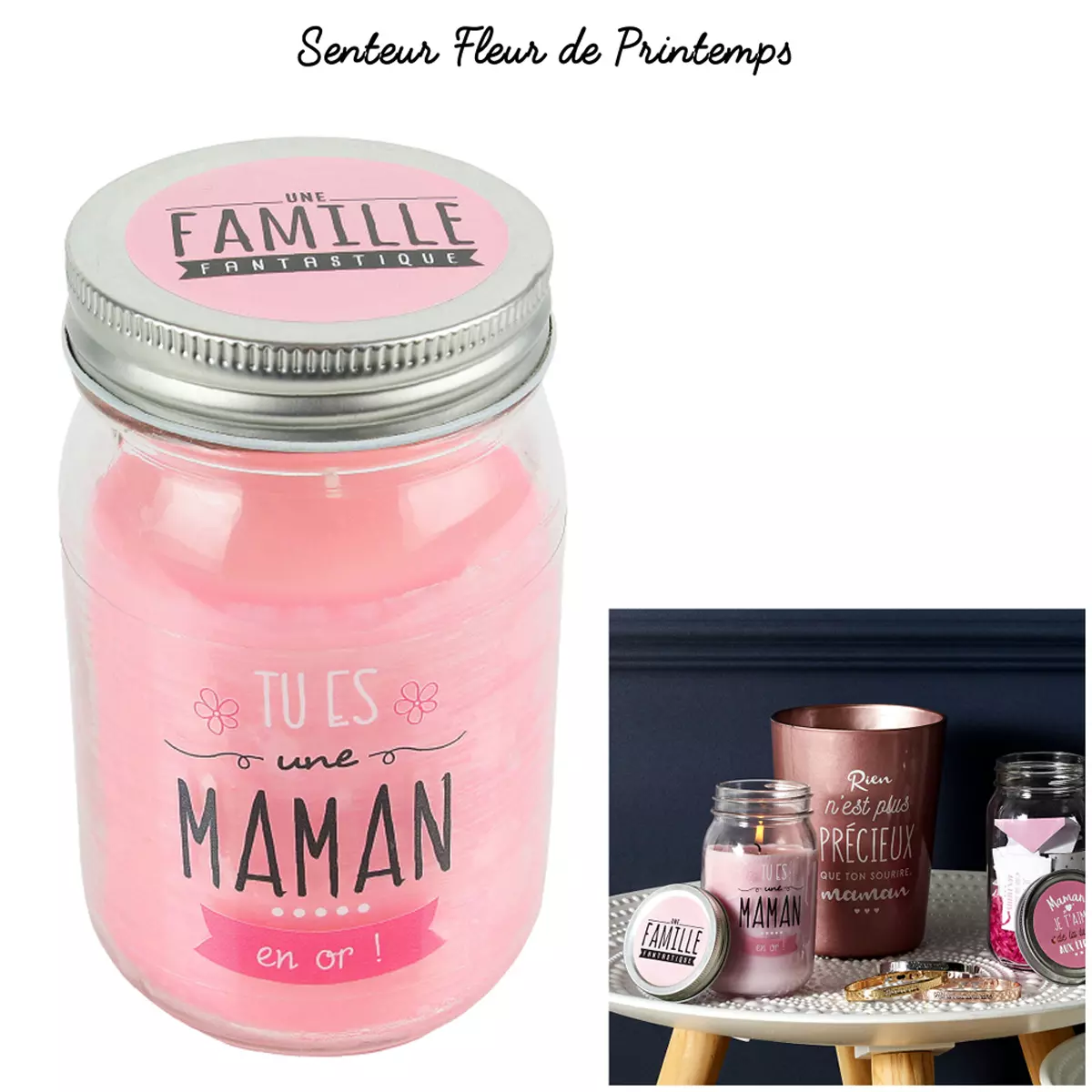 Les Trésors De Lily Bougie Parfumée Mason Jar 'Maman' (Tu Es Une Maman En Or ) 127x75 Cm [Q3954]