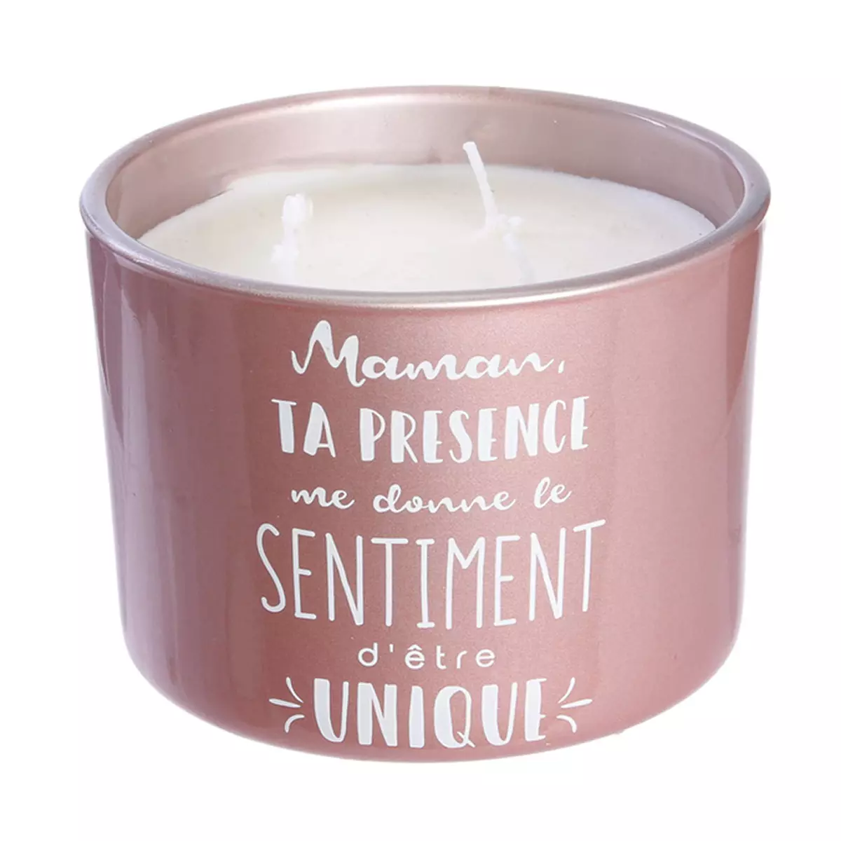 les trésors de lily Bougie parfumée verre 'Maman' rose (Ta présence me donne le sentiment d'être unique) 3 mèches 11x8 cm (fleurs d'été) [A1666]