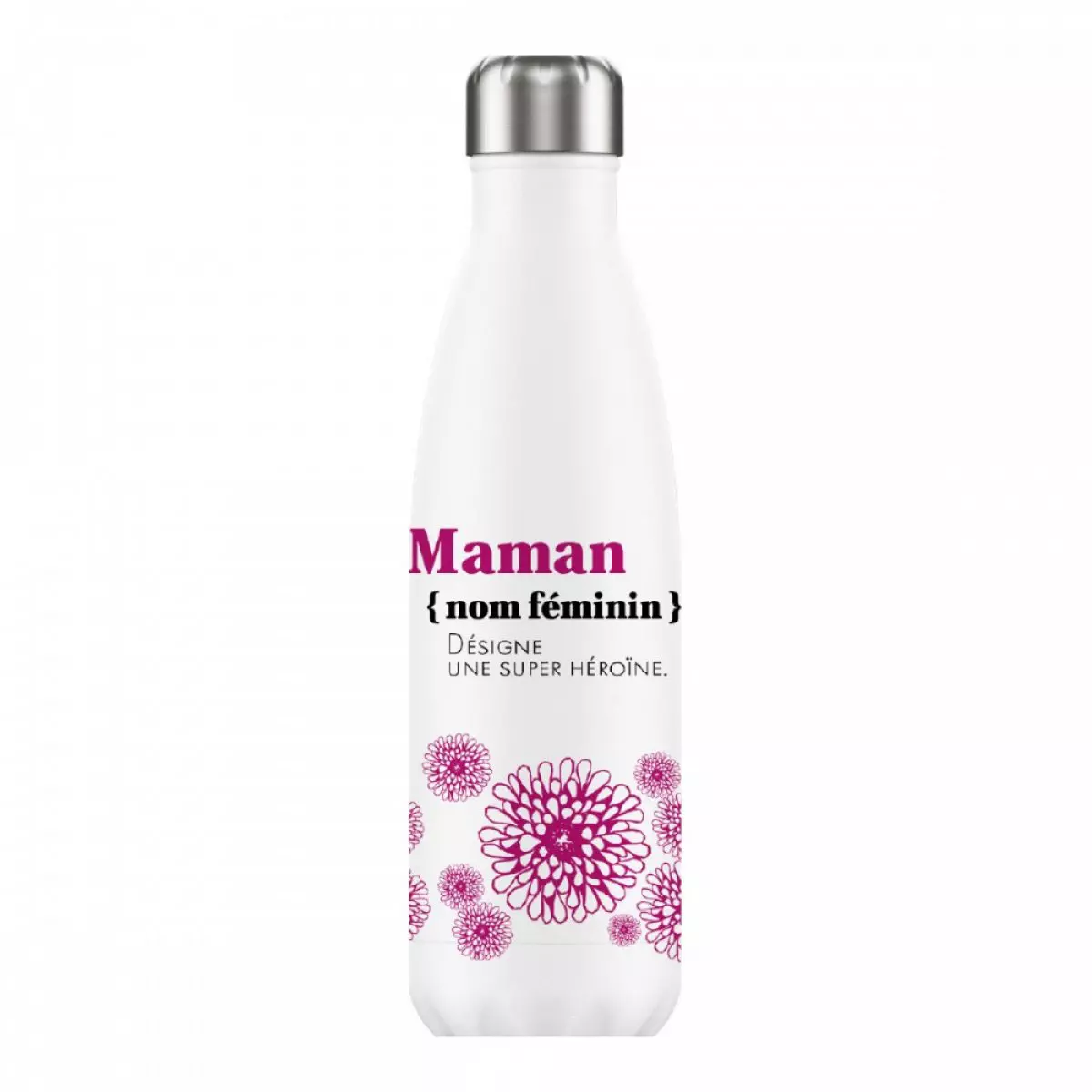 les trésors de lily Bouteille isotherme design 'Maman désigne une Super Héroine' blanc rose 25x5 cm (500 m) [A2792]