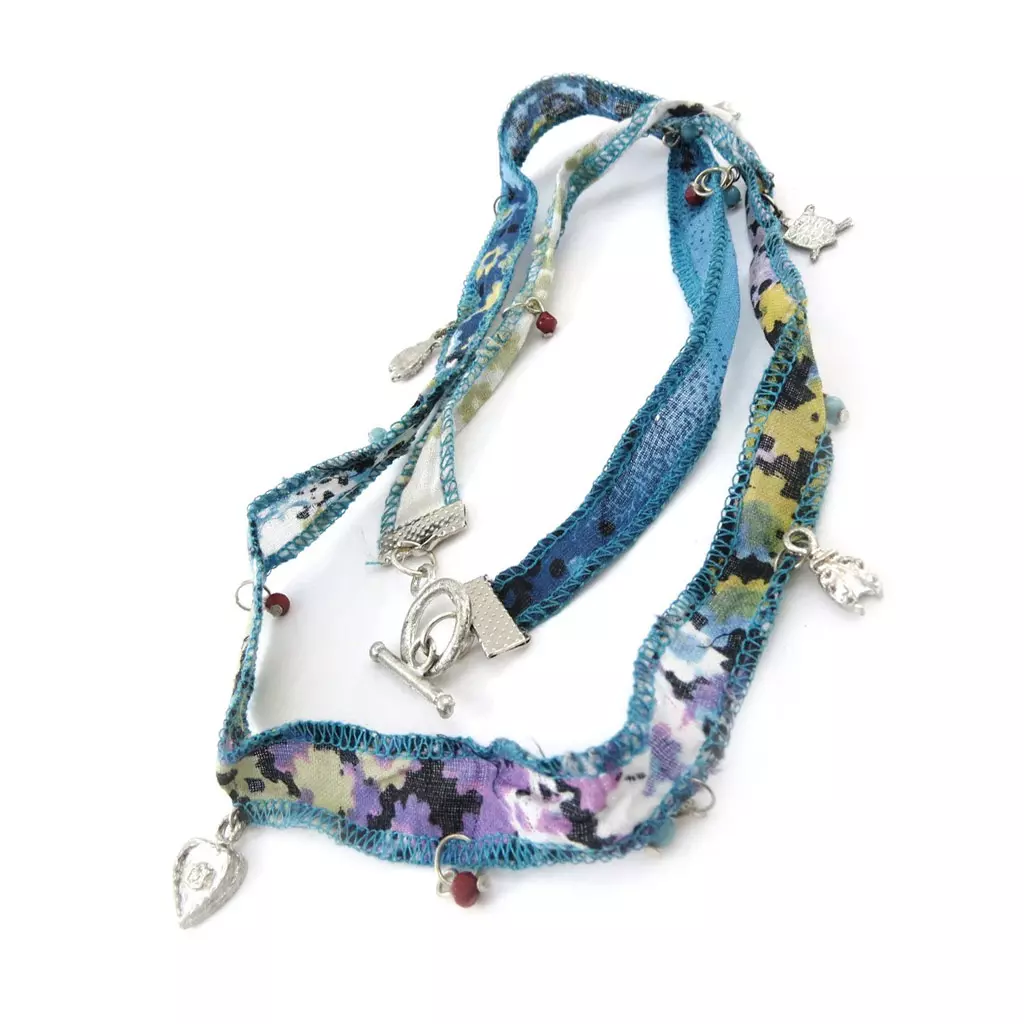 les trésors de lily Bracelet 3 tours 'Liberty' bleu [J1229]