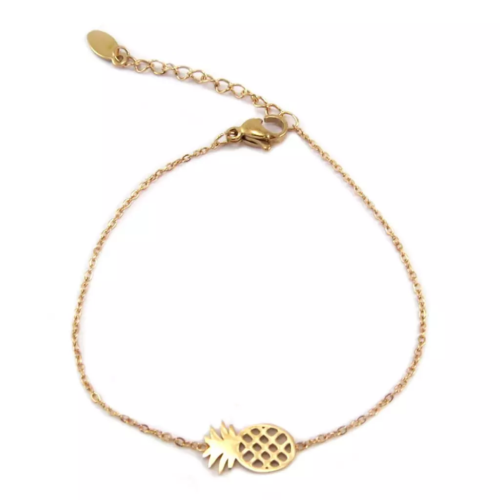 les trésors de lily Bracelet acier 'Ananas' doré rosé (gold pink) 12x6 mm [P6763]