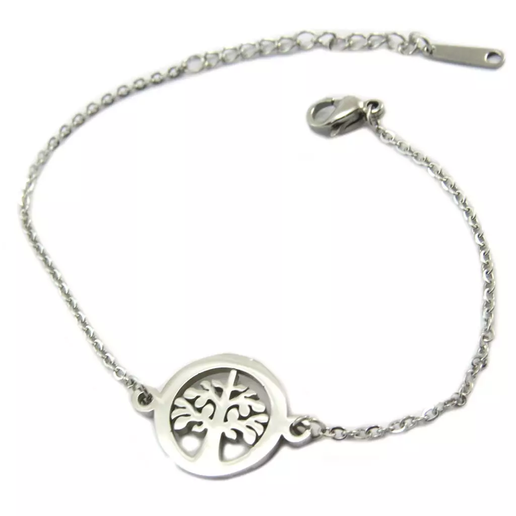 les trésors de lily Bracelet acier 'Arbre de Vie' argenté 15 mm [P4880]