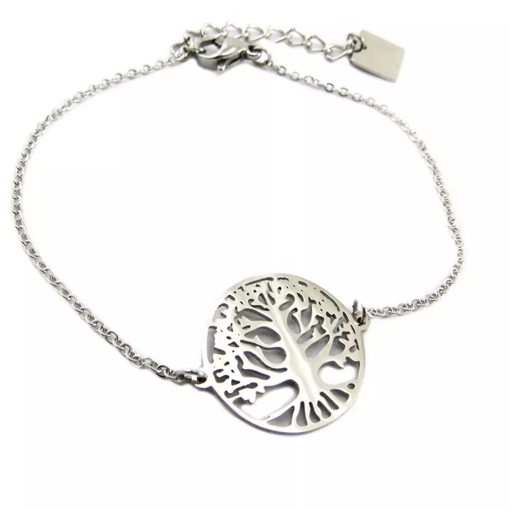 Les Trésors De Lily Bracelet Acier 'Arbre De Vie' Argenté 16 Mm [P7715]