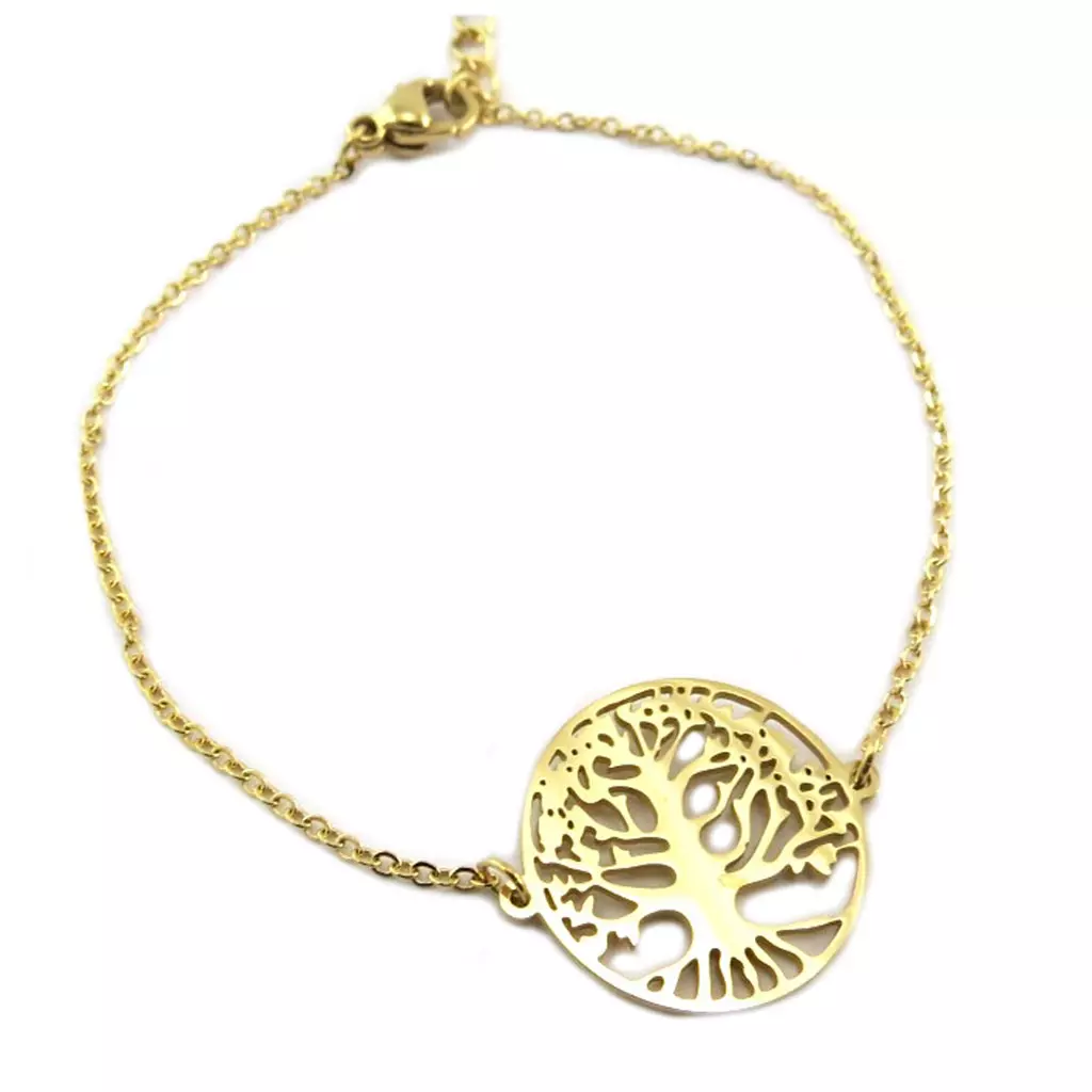 Les Trésors De Lily Bracelet Acier 'Arbre De Vie' Doré 16 Mm [P7714]