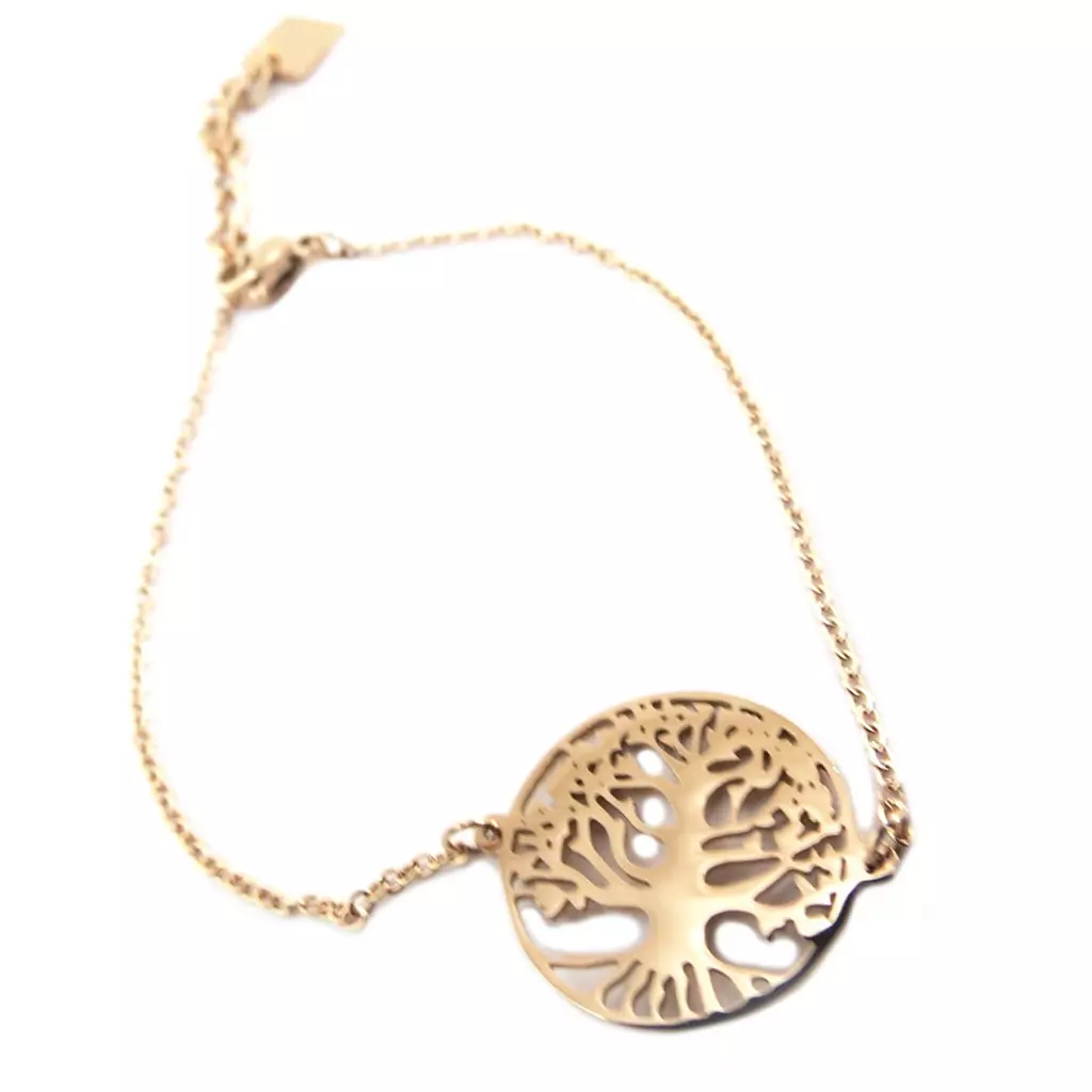 Les Trésors De Lily Bracelet Acier 'Arbre De Vie' Doré Rosé 16 Mm [P7713]