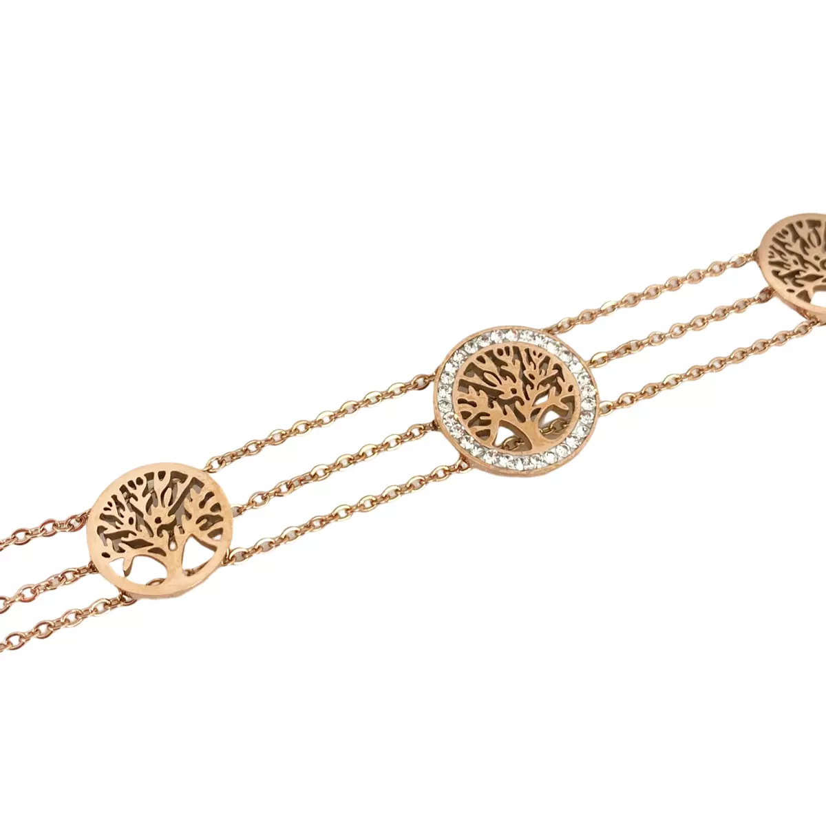 Les Trésors De Lily Bracelet Acier 'Arbre De Vie' Doré Rosé (gold Pink) 15 Mm [R7346]