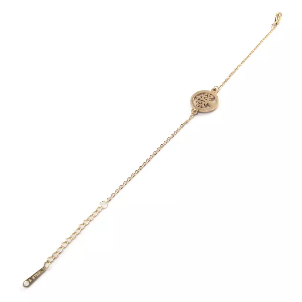 Les Trésors De Lily Bracelet Acier 'Arbre De Vie' Doré Rosé (gold Pink) 15 Mm [P4878]