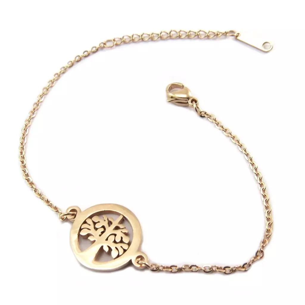 les trésors de lily Bracelet acier 'Arbre de Vie' doré rosé (gold pink) 15 mm [P4878]