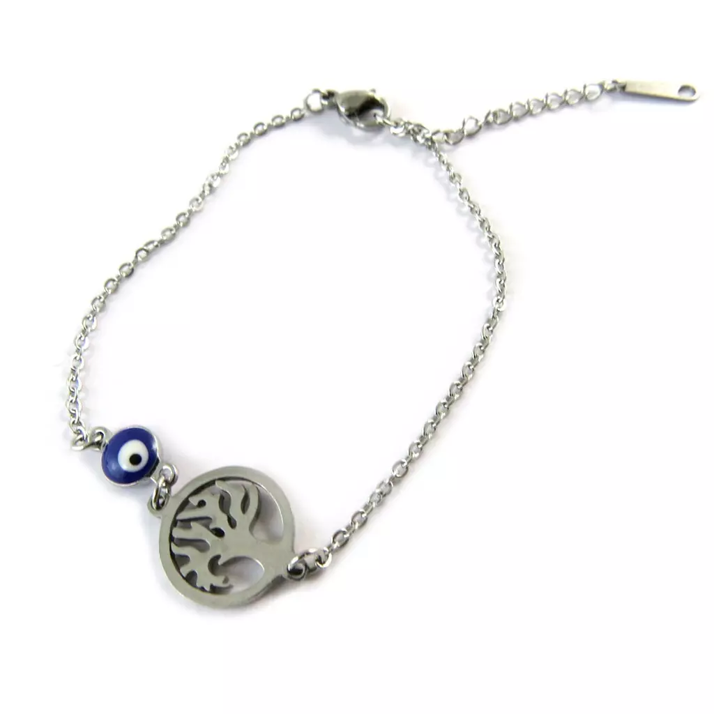 Les Trésors De Lily Bracelet Acier 'Arbre De Vie' Gris Argenté [N8887]