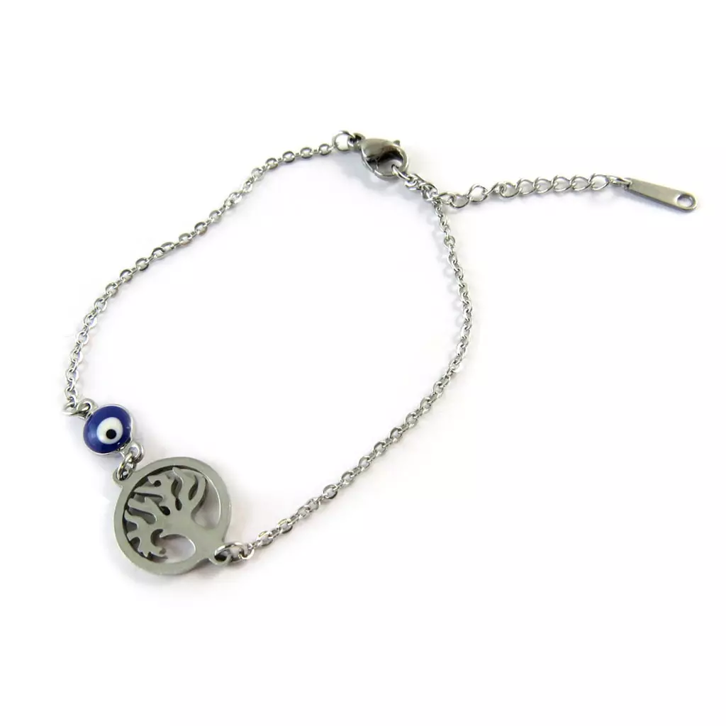 les trésors de lily Bracelet acier 'Arbre de Vie' gris argenté [N8887]